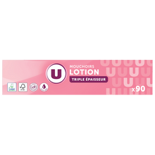 U Mouchoirs 3 plis blanc lotion boîte de 90