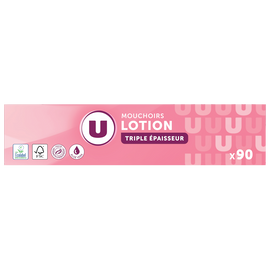 U Mouchoirs 3 plis blanc lotion  boîte de 90