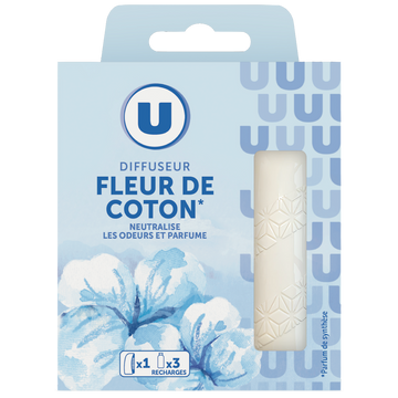 U Désodorisant Mini diffuseur longue durée + 3 recharges parfum fleur decoton