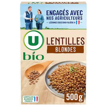 U BIO Lentilles blondes, paquet de 500g
