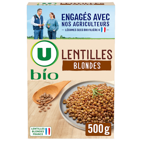 U BIO Lentilles blondes, paquet de 500g