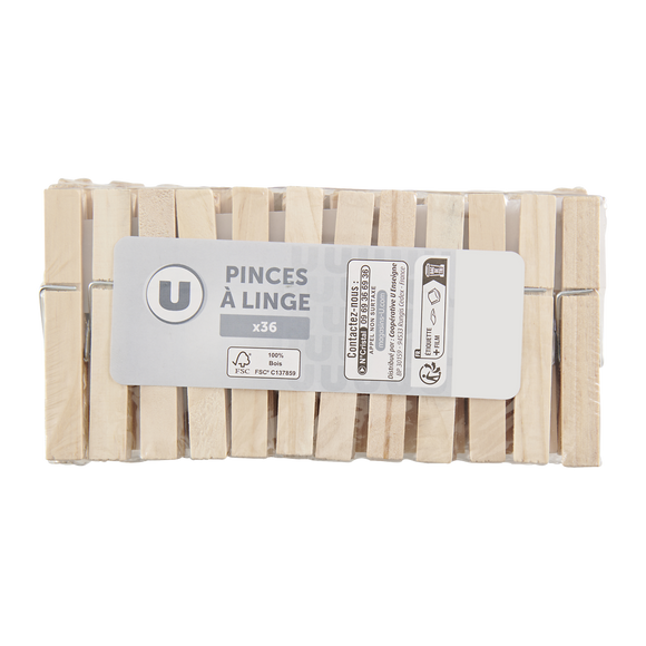 U Pince à linge en bois FSC x36