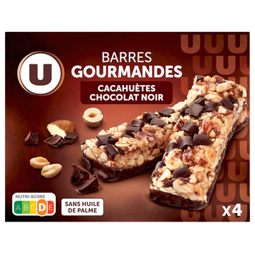 U Barres de céréales gourmandes cacahuètes chocolat U 140g x4