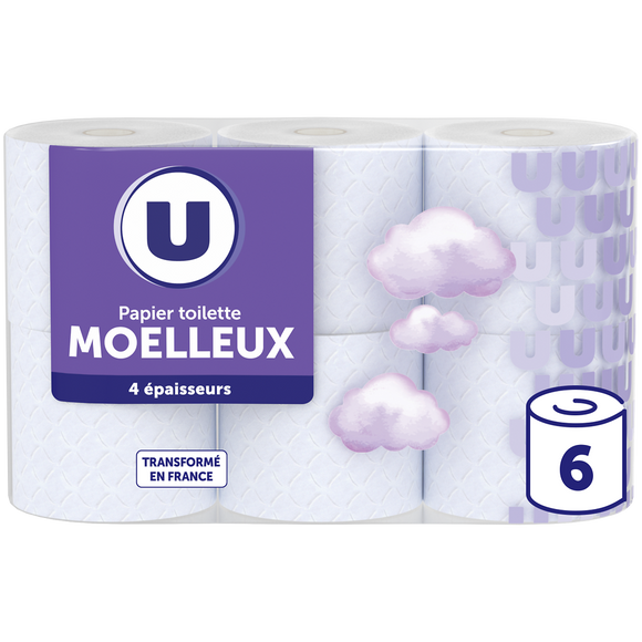 U Papier toilette ultra doux blanc 4 plis x6
