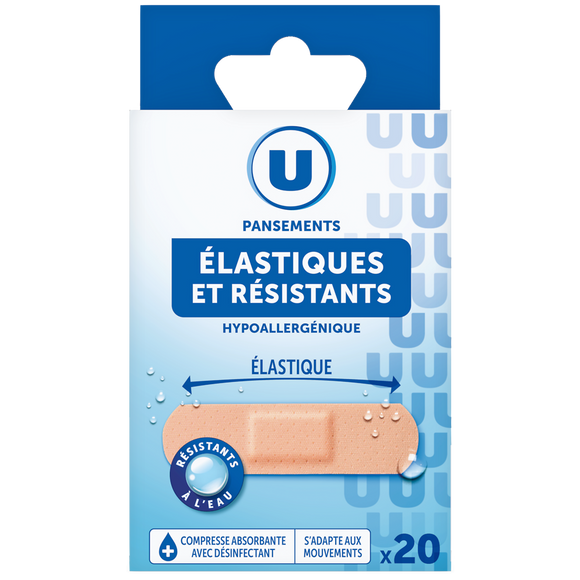U Pansements élastiques et ultra résistants x20