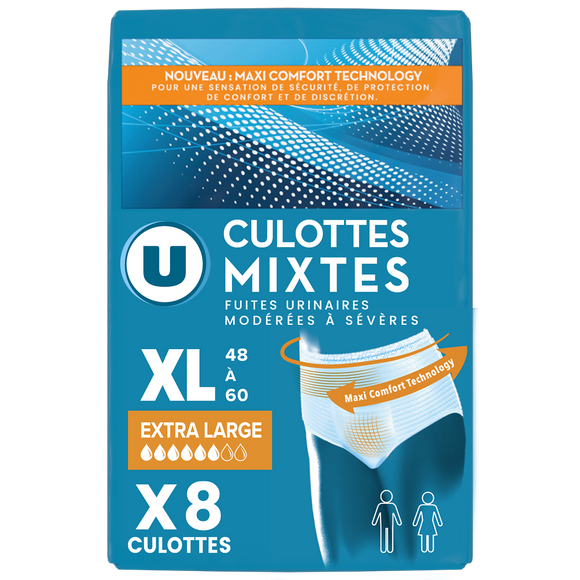 U Culottes incontinence mixtes pour adulte Taille XL -, x8