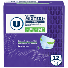 U Culottes incontinence mixtes de nuit pour adulte - Taille M - x12