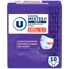 U Culottes incontinence mixtes de nuit pour adulte - Taille L -, x10