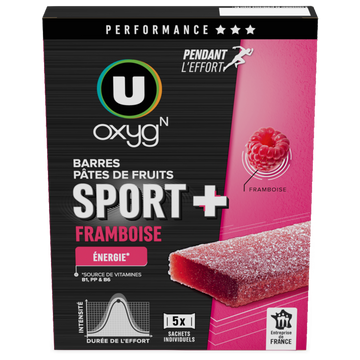U OXYGN Pâtes de fruits sport+framboise  125g