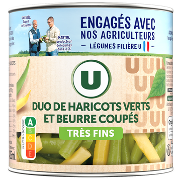 U Duo Haricots verts et beurre extra fins - Boîte de 225g net égoutté