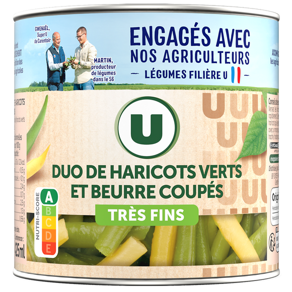 U Duo Haricots verts et beurre extra fins - Boîte de 225g net égoutté