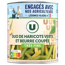 U Mélange haricots verts et beurre très fins - Boîte de 455g net égoutté