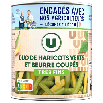 U Mélange haricots verts et beurre très fins - Boîte de 455g net égoutté