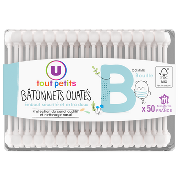 U TOUT PETITS Batonnets ouatés bébé - Boîte de 50