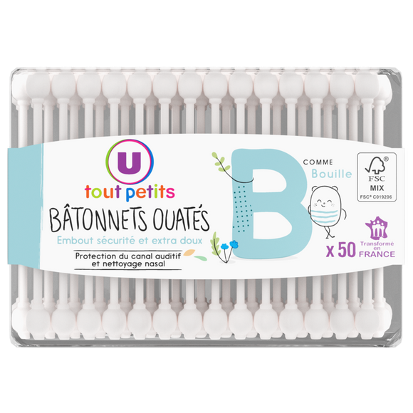 U TOUT PETITS Batonnets ouatés bébé - Boîte de 50