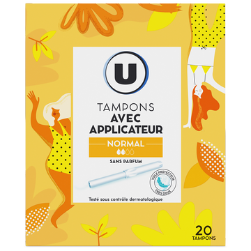 U Tampons normal avec applicateur  Boîte de 20