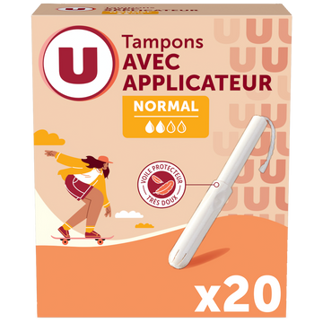 U Tampons normal avec applicateur Boîte de 20