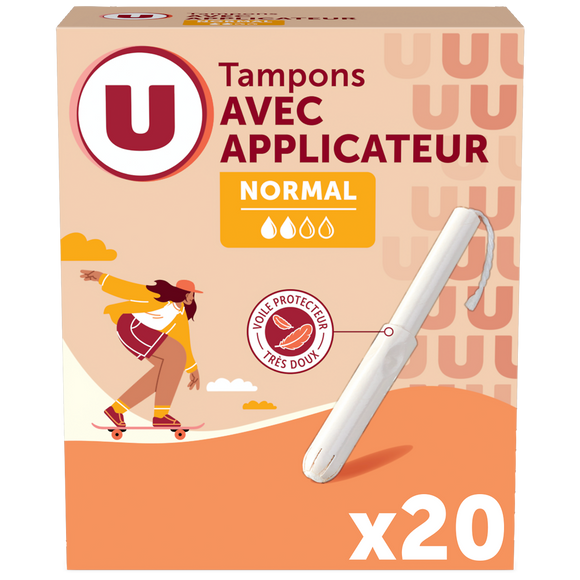 U Tampons normal avec applicateur Boîte de 20