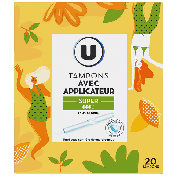 U Tampons super avec applicateur  Boîte de 20