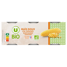 U BIO Maïs doux en grains - 3 boîtes de 140g