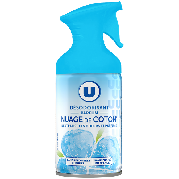 U Désodorisant intérieur parfum nuage de coton aérosol de 250ml