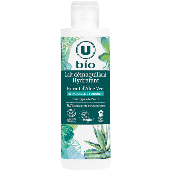 U BIO Lait démaquillant hydratant à l'aloe vera flacon de 200ml