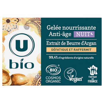 U BIO Soin visage Gelée de nuit nourrissante anti-âge à l'argan - 50ml
