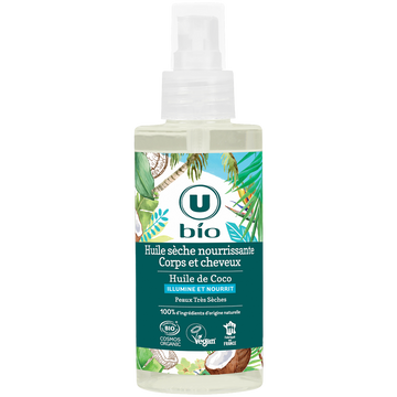U BIO Huile sèche nourrissante pour le corps et les cheveux au coco  spray de 150ml