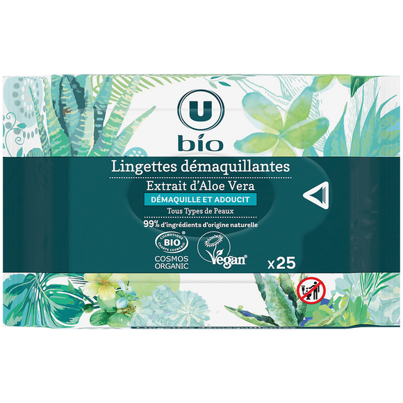 U BIO Lingettes démaquillantes tous types de peaux  x25