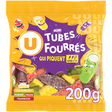 U Bonbons mini tubes fourrés qui piquent sachet de 200g
