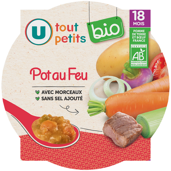 U TOUT PETITS BIO Plat bébé assiette de pot au feu avec morceaux dès 18 mois, 260g