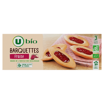U BIO Gâteaux Barquettes bio à la fraise paquet 120g