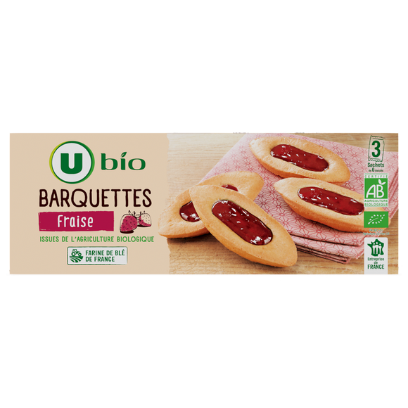 U BIO Gâteaux Barquettes bio à la fraise paquet 120g