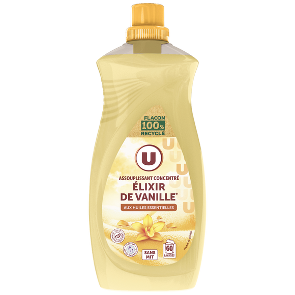U Adoucissant concentré parfum élixir de vanill. flacon 60 lav. 1,5l