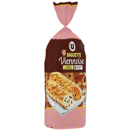 U Baguettes viennoises aux pépites de chocolat  x4  -  400g