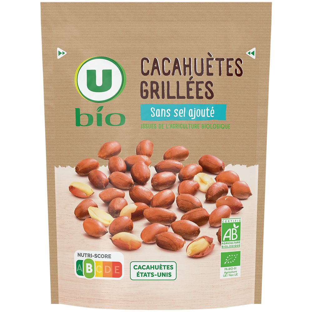 U BIO Cacahuètes grillées sans sel ajouté 100g