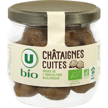 U BIO Châtaignes cuites entières pelées - Bocal 210g