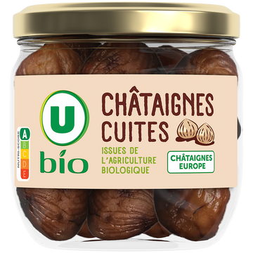 U BIO Châtaignes cuites entières pelées - Bocal 195g