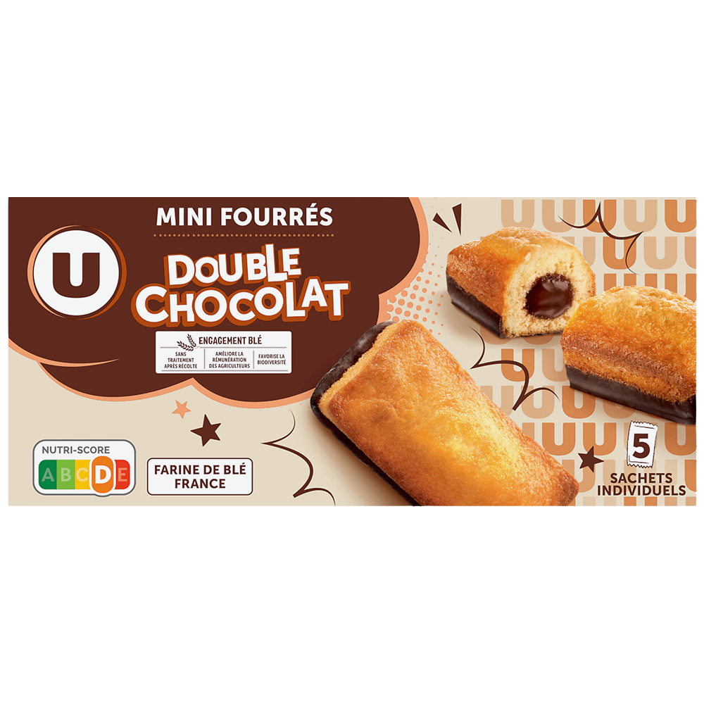 U Gâteau Mini fourré double chocolat 150g