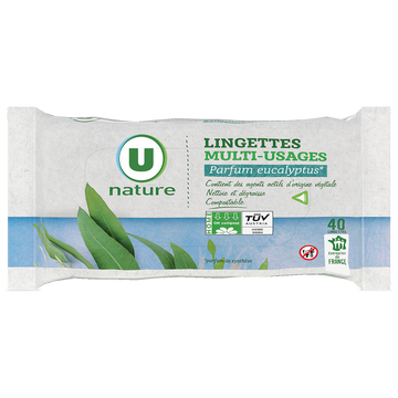 U NATURE Lingettes multi-usages eucalyptus  x40