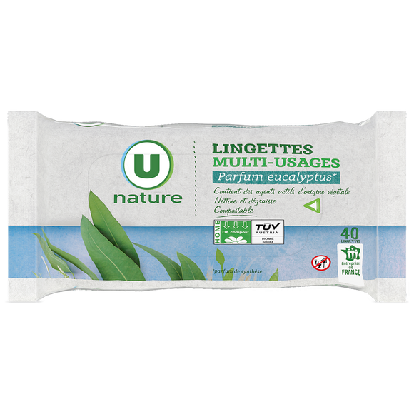U NATURE Lingettes multi-usages eucalyptus  x40