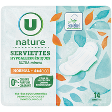 U NATURE Serviettes hygiéniques ultra minces normal + x14