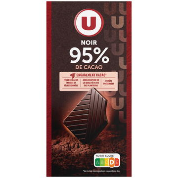U Chocolat noir côte d'Ivoire 95% cacao 80g