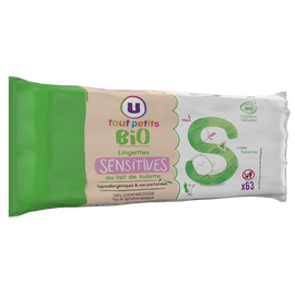 U TOUT PETITS BIO Lingettes bébé sensitive -  x63