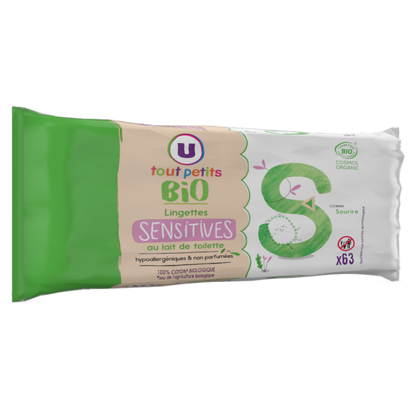 U TOUT PETITS BIO Lingettes bébé sensitive - x63