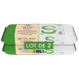 U TOUT PETITS BIO Lingettes bébé sensitive  2x63