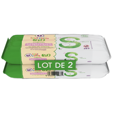 U TOUT PETITS BIO Lingettes bébé sensitive  2x63