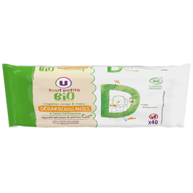 U TOUT PETITS BIO Lingettes bébé visage et mains,  x40