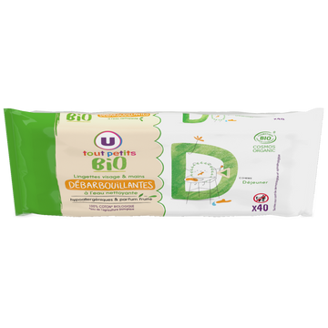 U TOUT PETITS BIO Lingettes bébé visage et mains,  x40