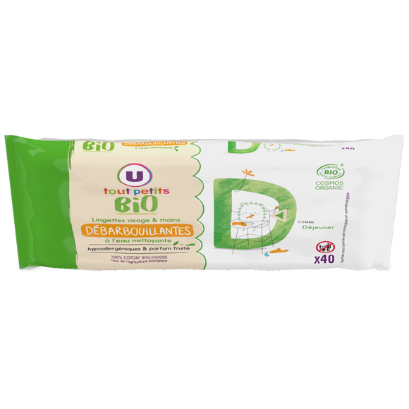 U TOUT PETITS BIO Lingettes bébé visage et mains,  x40